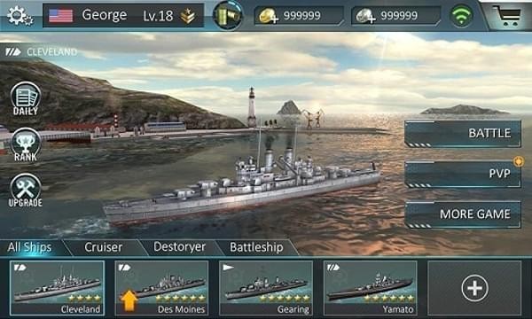 戰(zhàn)艦突襲3D無限金幣版v1.0.6截圖1