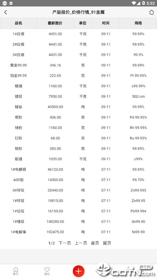 91金屬報(bào)價(jià)截圖2