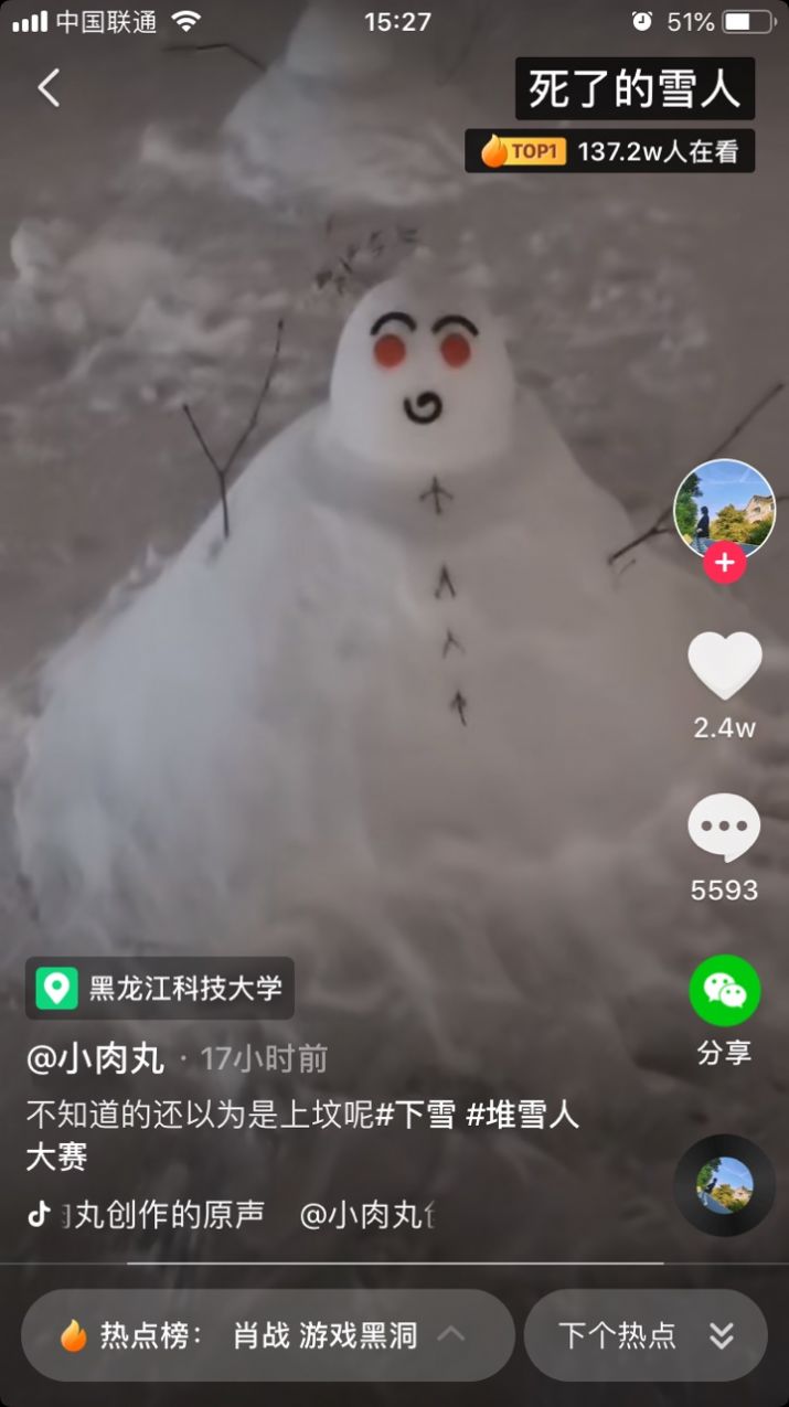 抖音死了的雪人圖片表情包截圖5