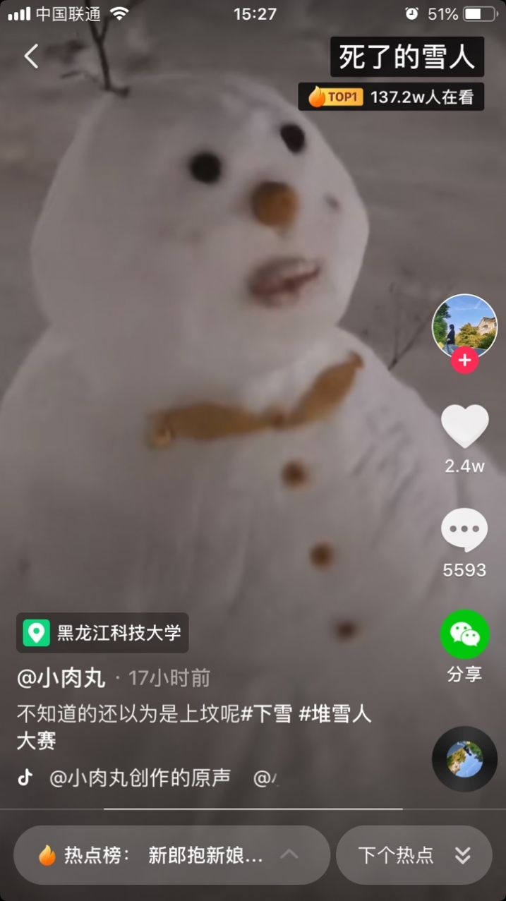 抖音死了的雪人圖片表情包截圖3