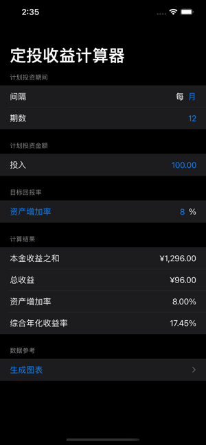 基金定投收益計(jì)算器iPhone版截圖1