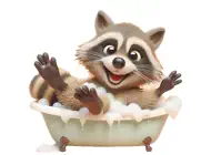 Raccoon Bath StickersiPhone版